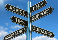 Advice Help Support And Tips Signpost Shows Information And Guidance