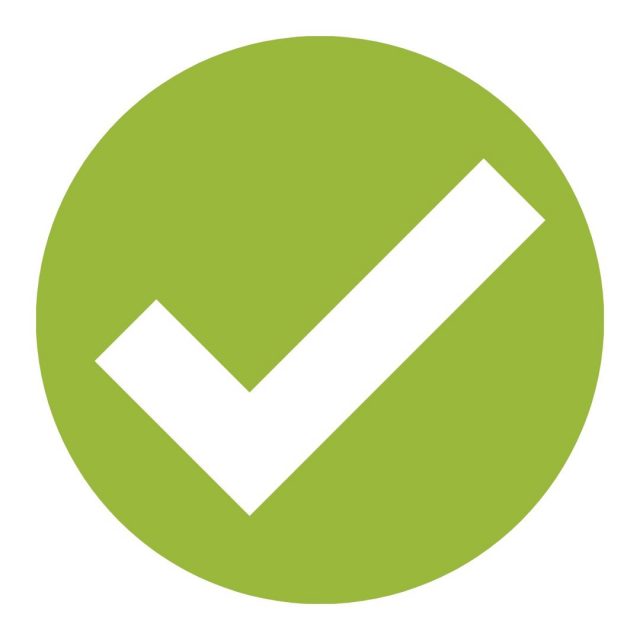 white check mark in lime green cirlce