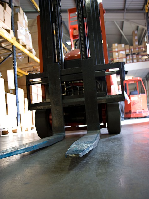 empty forklift in warehouse